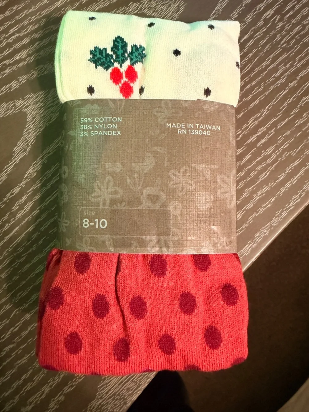 Matilda Jane Christmas Holiday Tights Holly Berry Polka Dot Print Size 8-10 NWT